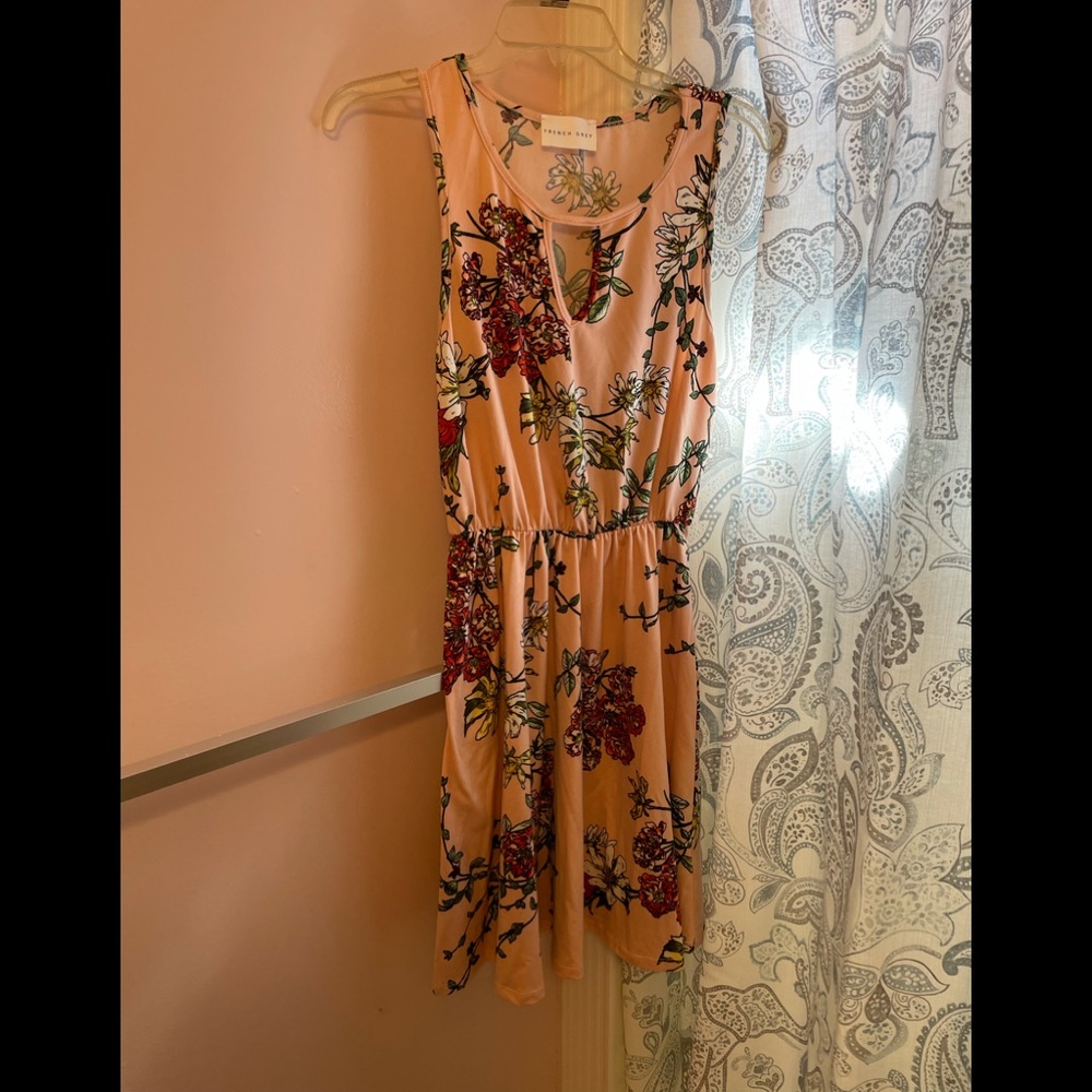 French Grey Pink floral dress